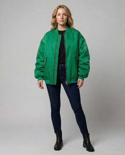 oversized bomber jacket with relaxed streetwear fit