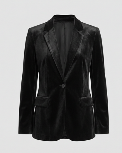 velvet blazer jacket with structured fit and classic lapel collar