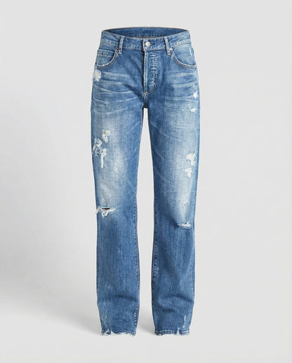 relaxed fit jeans with straight-leg cut and casual streetwear style