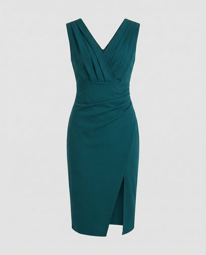 evening dress with elegant flowing silhouette and refined drape
