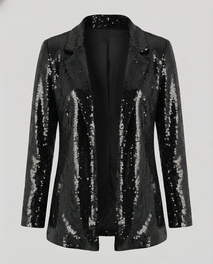 sequin lapel blazer with glamorous statement design and structured fit