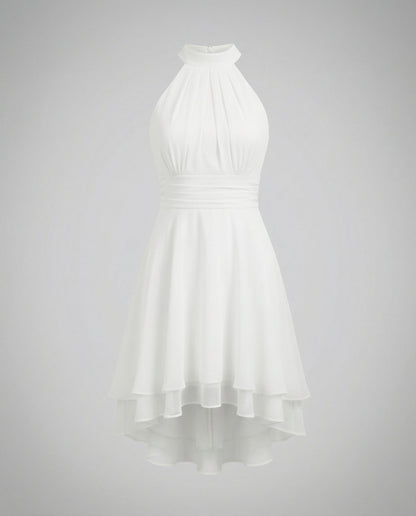 ruffle summer dress with light flowing silhouette and feminine detailing