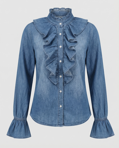 ruched blouse with refined feminine fit and long sleeves