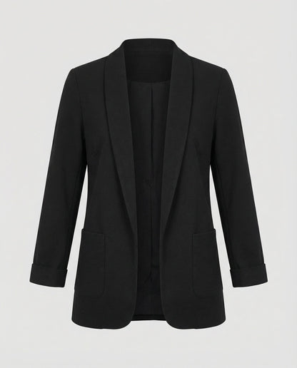 fitted elegant blazer with open-front design and tailored silhouette
