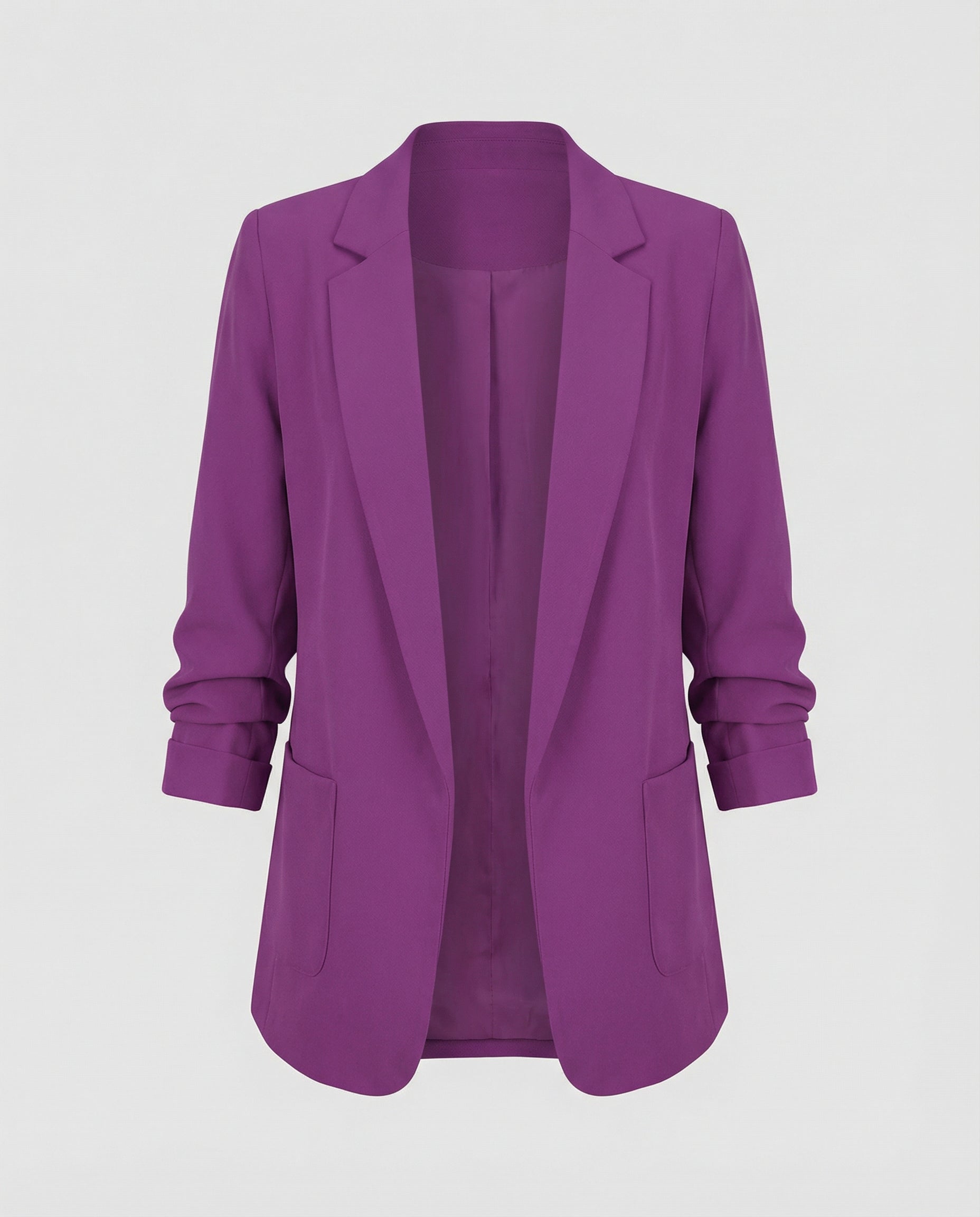 slim-fit blazer with tailored structured design and classic button front