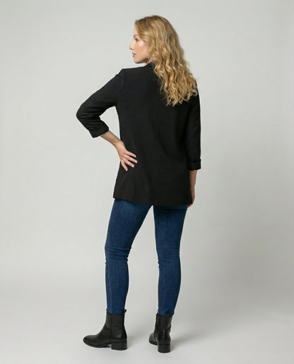 fitted elegant blazer with open-front design and tailored silhouette