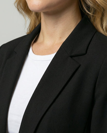 fitted elegant blazer with open-front design and tailored silhouette