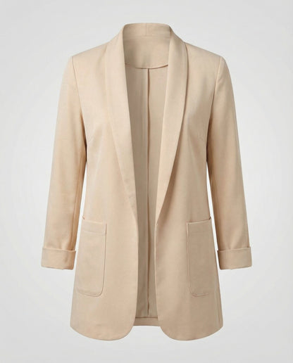 fitted elegant blazer with open-front design and tailored silhouette