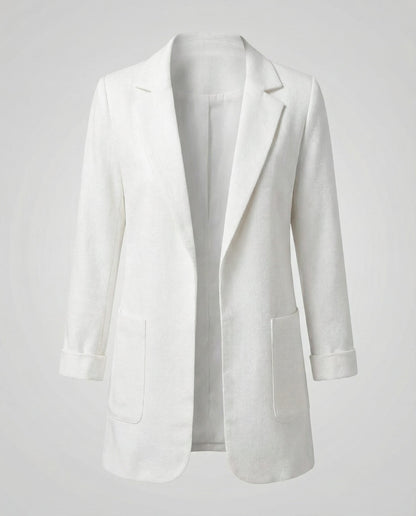 fitted elegant blazer with open-front design and tailored silhouette