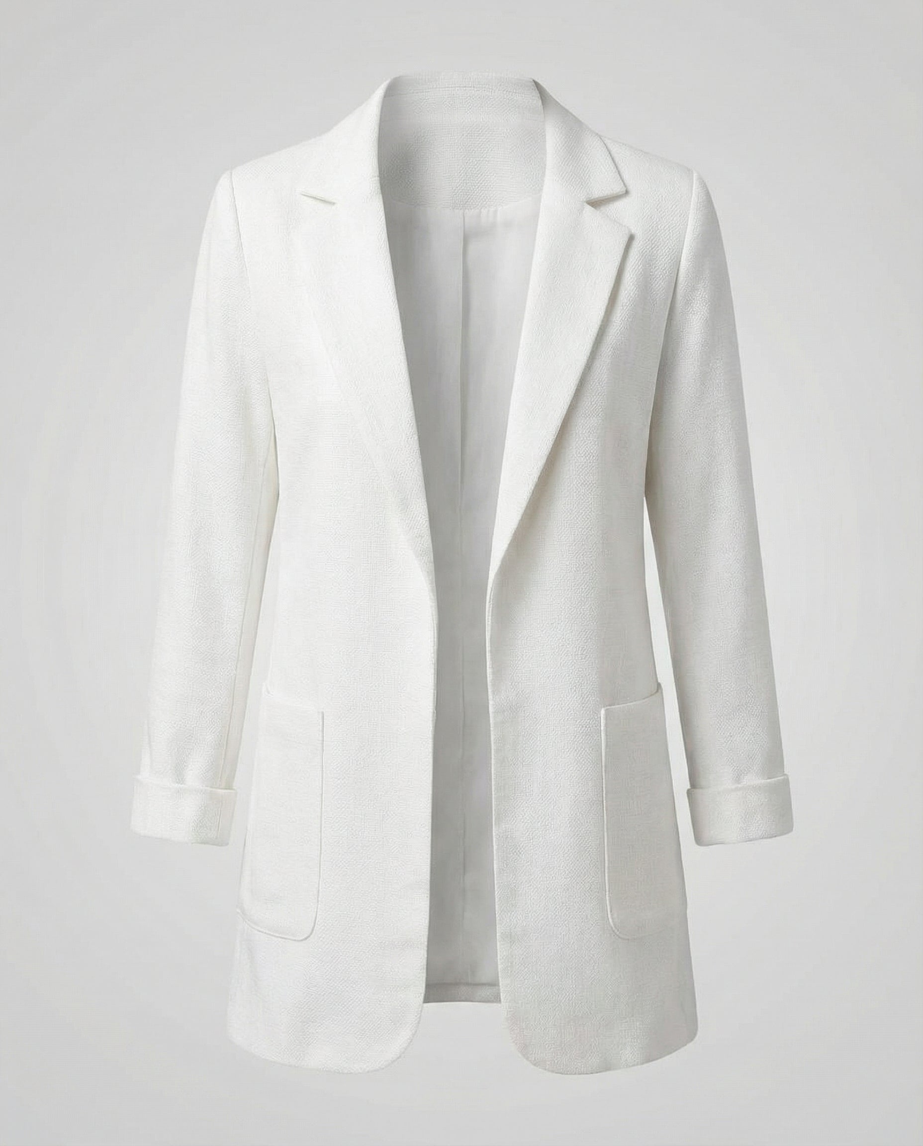 slim-fit blazer with tailored structured design and classic button front