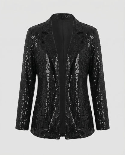 sequin blazer with elegant statement fit and structured silhouette