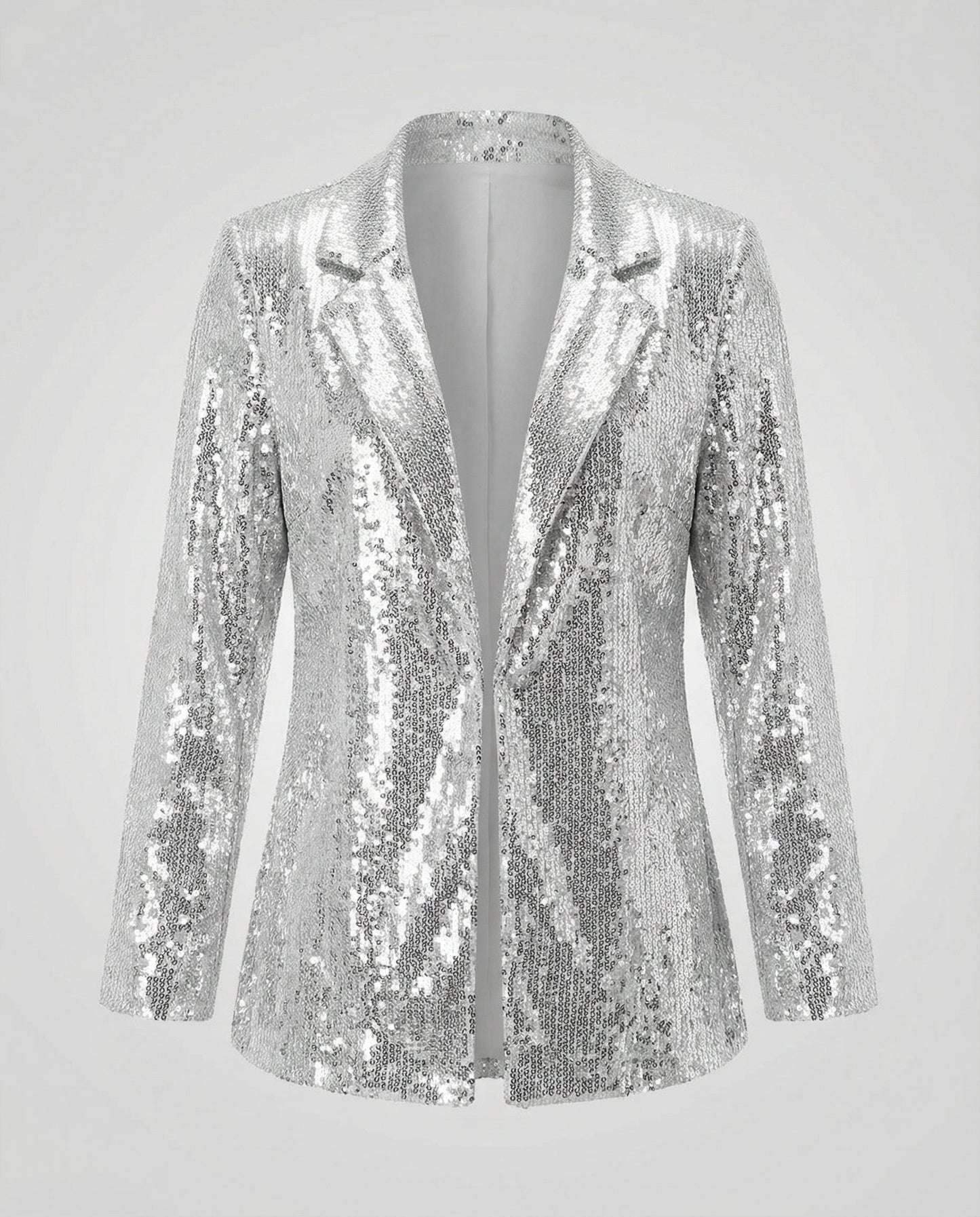 sequin blazer with elegant statement fit and structured silhouette