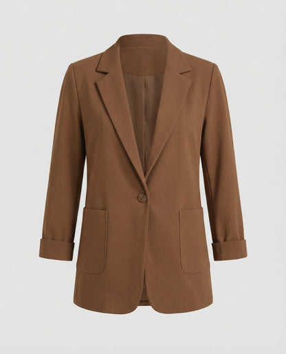 slim-fit blazer with tailored structured design and classic button front