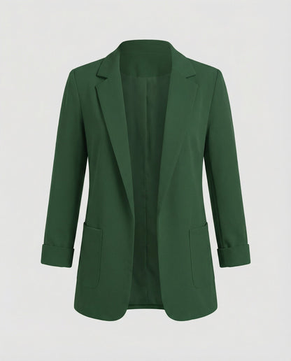 slim-fit blazer with tailored structured design and classic button front