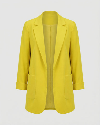 slim-fit blazer with tailored structured design and classic button front